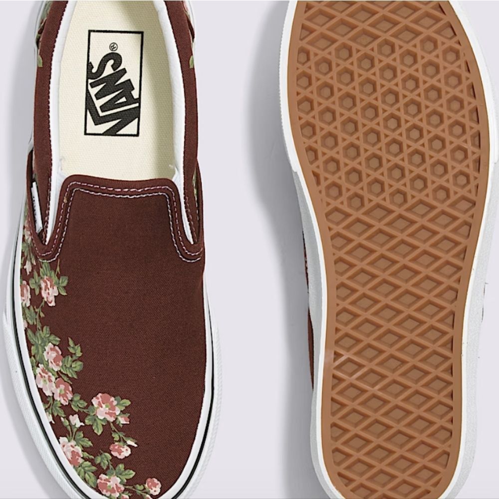 Vans Classic Slip-On Wallflower Floral Shoe- Bitter Chocolate Brown - Picture 3 of 10